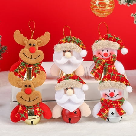 

Christmas Pendant Increase Festive Atmosphere Cloth Santa Claus Holding Bells Doll for Home Cloth Blue