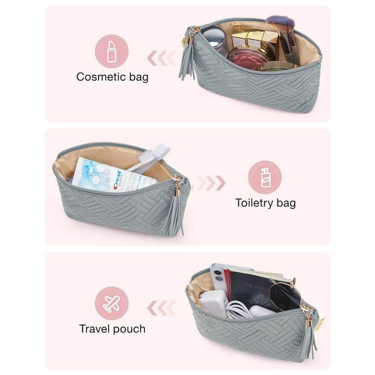 BAGSMART Makeup Bag Small Cosmetic Pouch Toiletry Bag Travel Organizer Case for Lipsticks Electonic Accessories, Waterproof, Portable, Multifunction