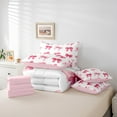 thumbnail image 5 of Feelyou Cartoon Bowknot Bow Bedding Comforter Set 7 Pieces for Child, Fashion Ribbon Pink Full Bedding Set, Fairy Tale Princess Reversible Fitted Sheet Flat Sheet, Microfiber Bedroom Decor, 5 of 7