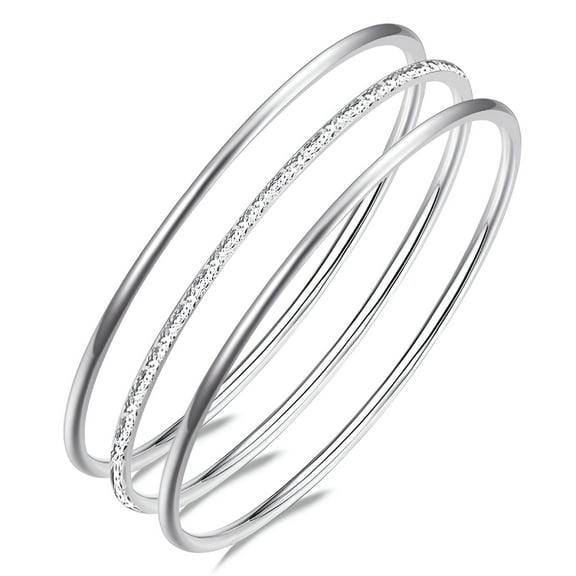 DESIGNICE Sterling Silver Bangle Bracelets for Women,Fashion Jewelry Simple Adjustable 925 Silver Cuff Bangles for Women Mom Wife Valentine Mothers Day Gift