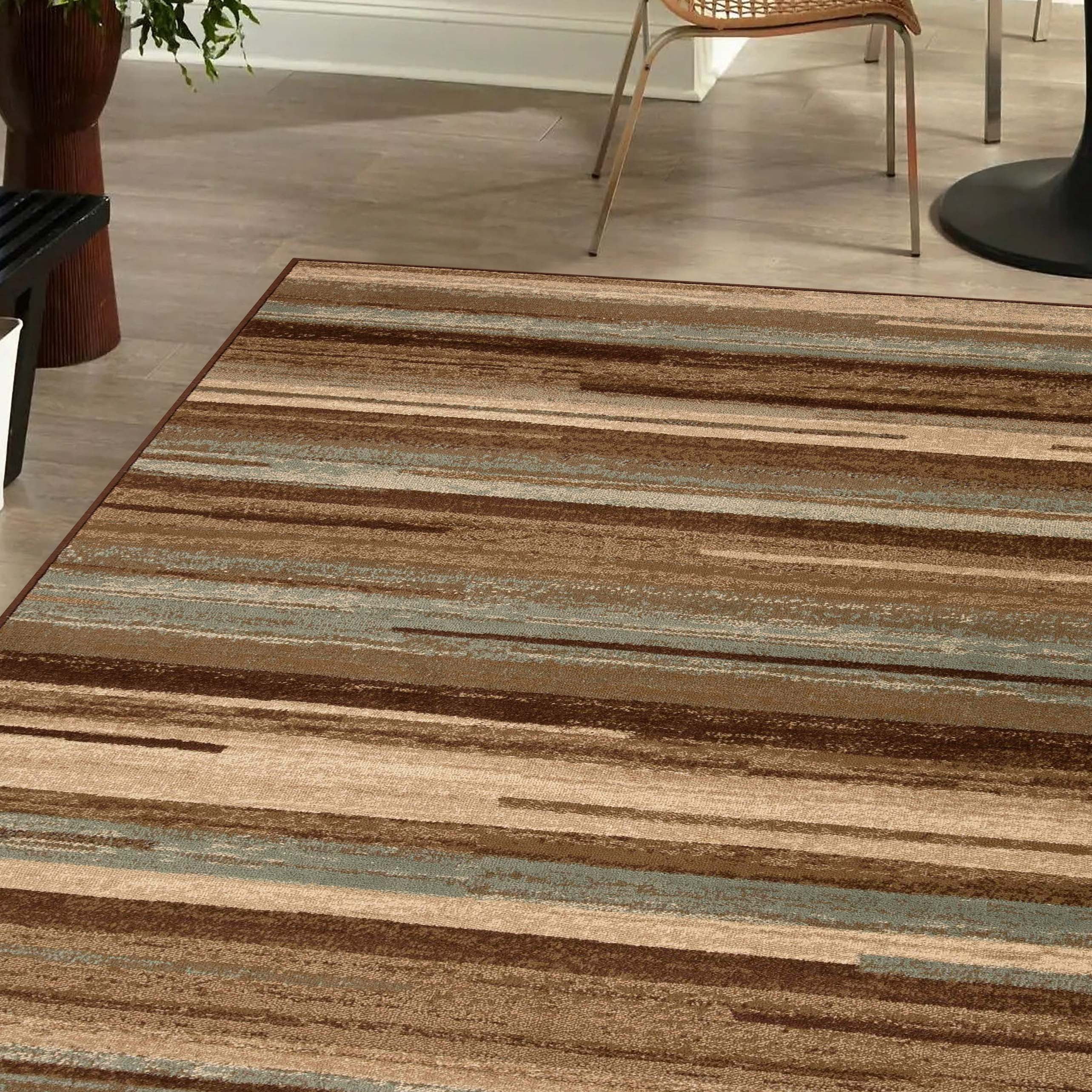 Superior Fulgor Abstract Lines Indoor Area Rug, Taupe, 7' x 9'