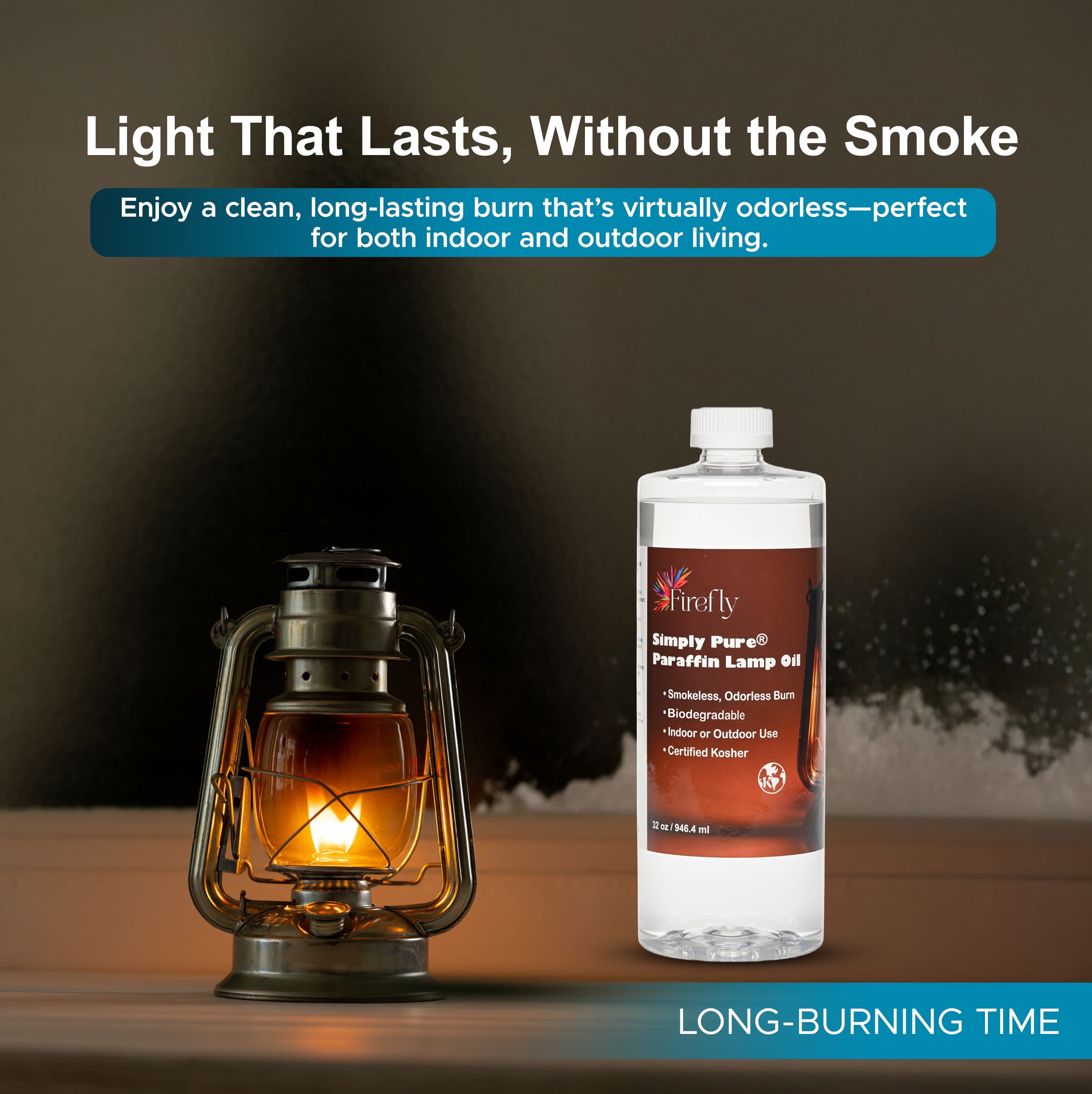Firefly Fuel Premium Liquid Paraffin Lamp Oil - Smokeless Indoor Use - 32 oz
