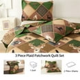 thumbnail image 3 of Beartech Quilt Set King Size Rustic Animal Brown Green Plaid Patchwork Quilt Lightweight Reversible Microfiber Bedspread Coverlet Bedding Set, 3 of 8