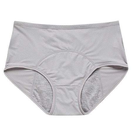 Kopltyrfg Women s Cotton Underwear High Waisted Leak Stretch Briefs Soft Underwear Plus Size Cotton Panties Gray Large