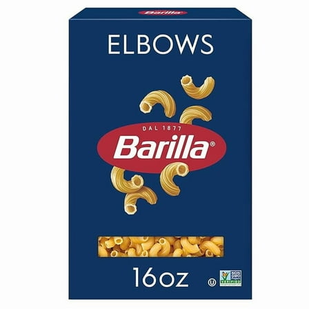 1x Barilla Elbows Pasta, 16 oz. Box - Non-GMO, Made with Durum Wheat Semolina - Kosher Certified