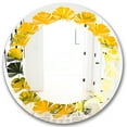 thumbnail image 2 of Designart 'Marbled Yellow 2' Modern Round Wall Mirror - Leaves, 2 of 3