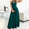 thumbnail image 7 of Wycnly Womens Dresses Party Prom Sexy High Slit Empire Waist Keyhole Long Dresses Fashion Solid Halter Sleeveless Maxi Summer Dress Green m, 7 of 7