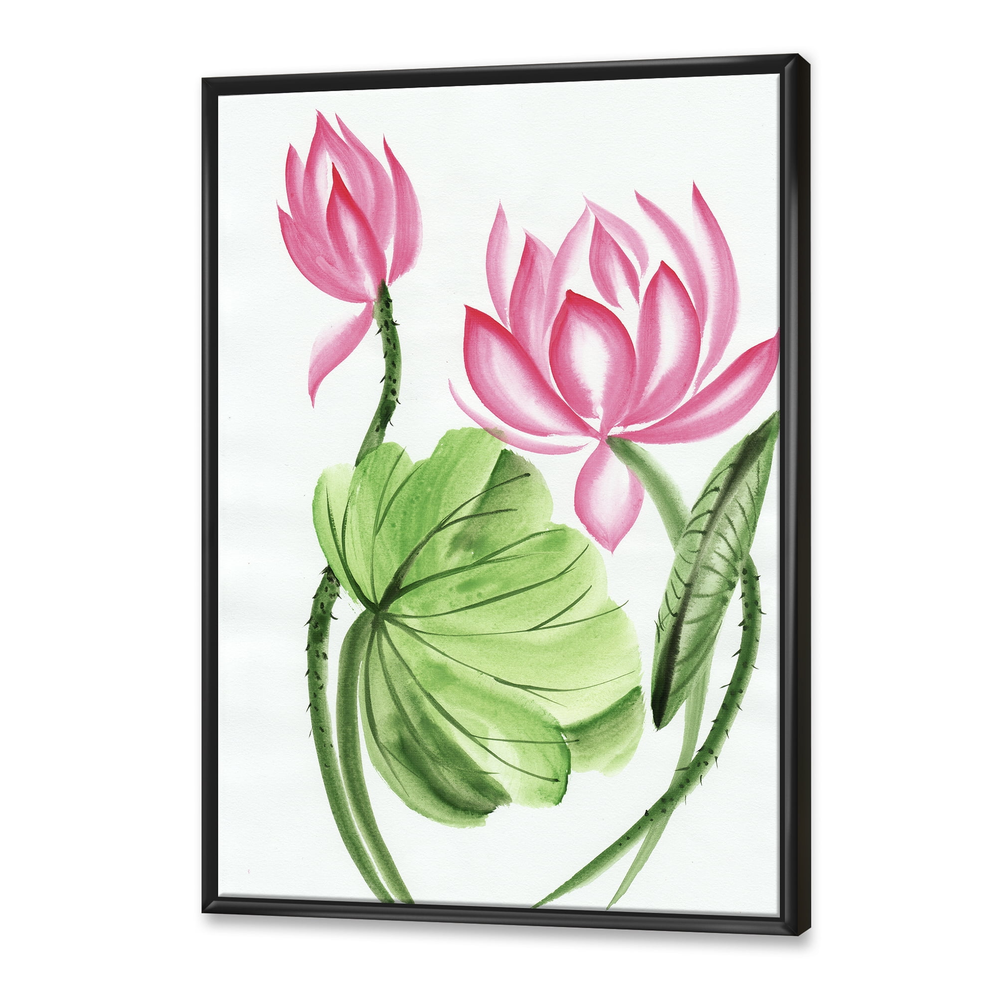 Designart 'The Dragonfly and Lotus II' Traditional Framed Canvas Wall Art Print
