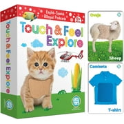 My Touch and Feel English Spanish Bilingual Picture Double Sided Sensory Flash Cards for Infant, Toddlers, Kids, Learn Animals, Fruits, Objects and Vehicles, Fun Learning and Educational Flashcards