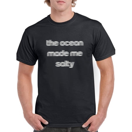 THe Ocean Made Me Salty Blurry Graphic Men Black T-Shirt Male XX-Large