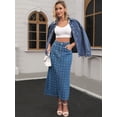 thumbnail image 7 of DARING DIVA Women's Denim Ripped Holes Back Slit Midi Jean Skirts Small Blue, 7 of 7