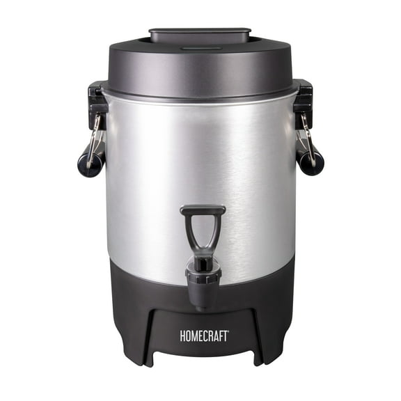 Homecraft 45-Cup Coffee & Hot Beverage Urn - Quick Brewing, Drip-Free Spout, Water Level Markings, Reusable Filter, & Carry Handles - Aluminum