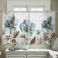 thumbnail image 4 of Vintage Flowers Sheer Curtains 54 Inches Length 2 Panels Set, Window Sheer Curtains for Living Room/Bedroom, Teal Blue Floral Nature Butterfly Light Filtering Rod Pocket Curtain 52'' x 54'' x 2, 4 of 7