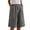 Grey, variant on Gyujnb Women Summer Cotton Linen Bermuda Shorts Elastic Waist Pleated Loose Knee‑Length Shorts with Side Pockets,White