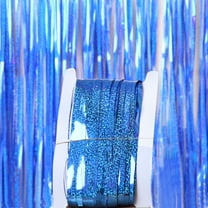 ERDOUY 5 Pack 3.28x6.56 Feet Sparkling Tinsel Streamers Birthday Party Decorations, Glamorous Fringe Backdrop for Graduation & Disco Party Fun，Baby Shower，Blue