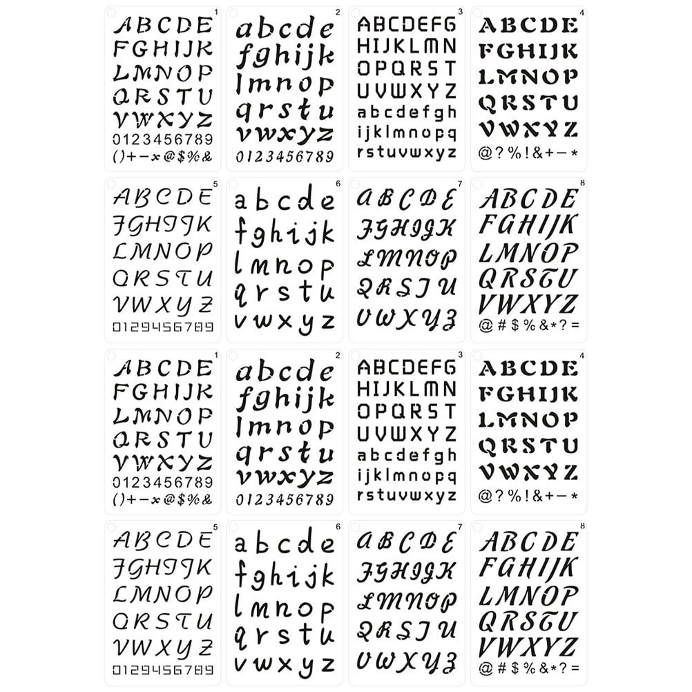16 Sheets Letter Stencils Alphabet Number Stencils Kit for Journal