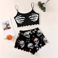 thumbnail image 2 of SJLDQY Halloween Womens Pajamas Sets 2 Piece Cami Top and High Waist Shorts Pj Sets for Womens Hallowmas Funny Skeleton Pumpkin Graphic Comfy Sleepwear, 2 of 4