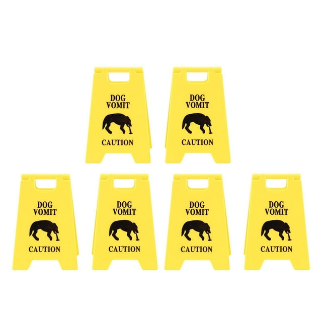6Pcs Dog Vomit Caution Warning Decor, Enduring Plastic Clear Identification Innovative Design Pet Vomit Caution Reminder Sign for Yard Home Office