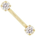thumbnail image 2 of 14G (1.6mmx14x5) Gold 5MM CZ Nipple Ring 316L Surgical Steel Nickel Free (2 pieces (1 Pair)), 2 of 2