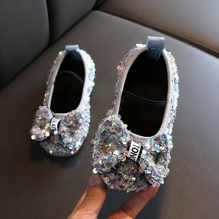 

BFYSFBAIG Children Kids Baby Girls Bowknot Bling Sequins Single Shoes