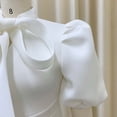 thumbnail image 6 of AURA Plus Size Women Summer Bow High Waist Banquet Dress Elegant Solid Color Lantern Sleeve Midi Dress, 6 of 8