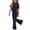Navy, variant on Girls Clothing Set Teen 2 Piece Outfits Round Neck Oversized Short Sleeve Tops Flare Pants Sets School Loose Purple 13-14 Years
