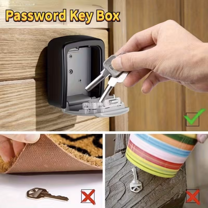 thumbnail image 2 of XHSGX Caja seguridad cerradura código cilindro acero inoxidable impermeable antirrobo llaves hogar oficina, 2 of 7