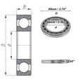 thumbnail image 4 of Unique Bargains 16012 Roulements à Billes Rainures Profondes 60x95x11mm P4 Roulements Lubrifiés Type Ouvert 1 Pcs Roue de Scooter de Voiture Planche à Roulettes Universelle Ton Argent, 4 of 6