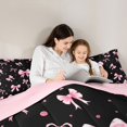thumbnail image 5 of Homewish Modern Fashion Bowknot Bedding Comforter Set for Kids, Black Pink Bow-tie Twin Comforter Sets, Princess Style Reversible Bedding Set, Super Cozy Room Decor, 2 Pieces, 5 of 8
