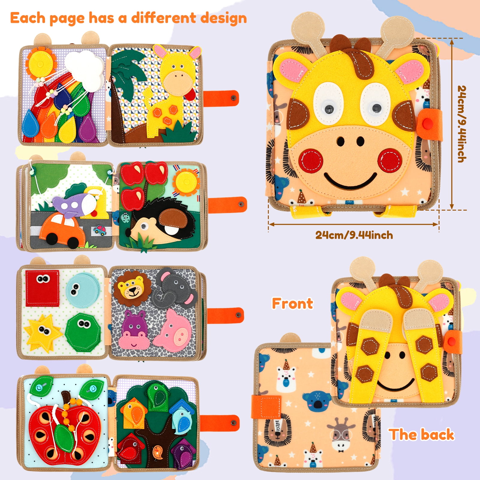 Educational Sensory Toy Animals Sensory Books Early Development Interactive Quiet Books Reusable Felt Book Soft Baby Felt Books