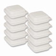 thumbnail image 1 of Café Express (150 Count) 8" x 8" Hinged Food Containers, PP Clamshell, Snap Tight with Easy Grip Tabs, Leak & Grease Resistant Box, Microwave-Safe Disposable Containers, 1 of 4
