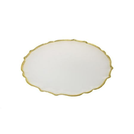 

Classic Touch CWIQG 13 in. Opaque White Chargers with Gold Trim Set of 4