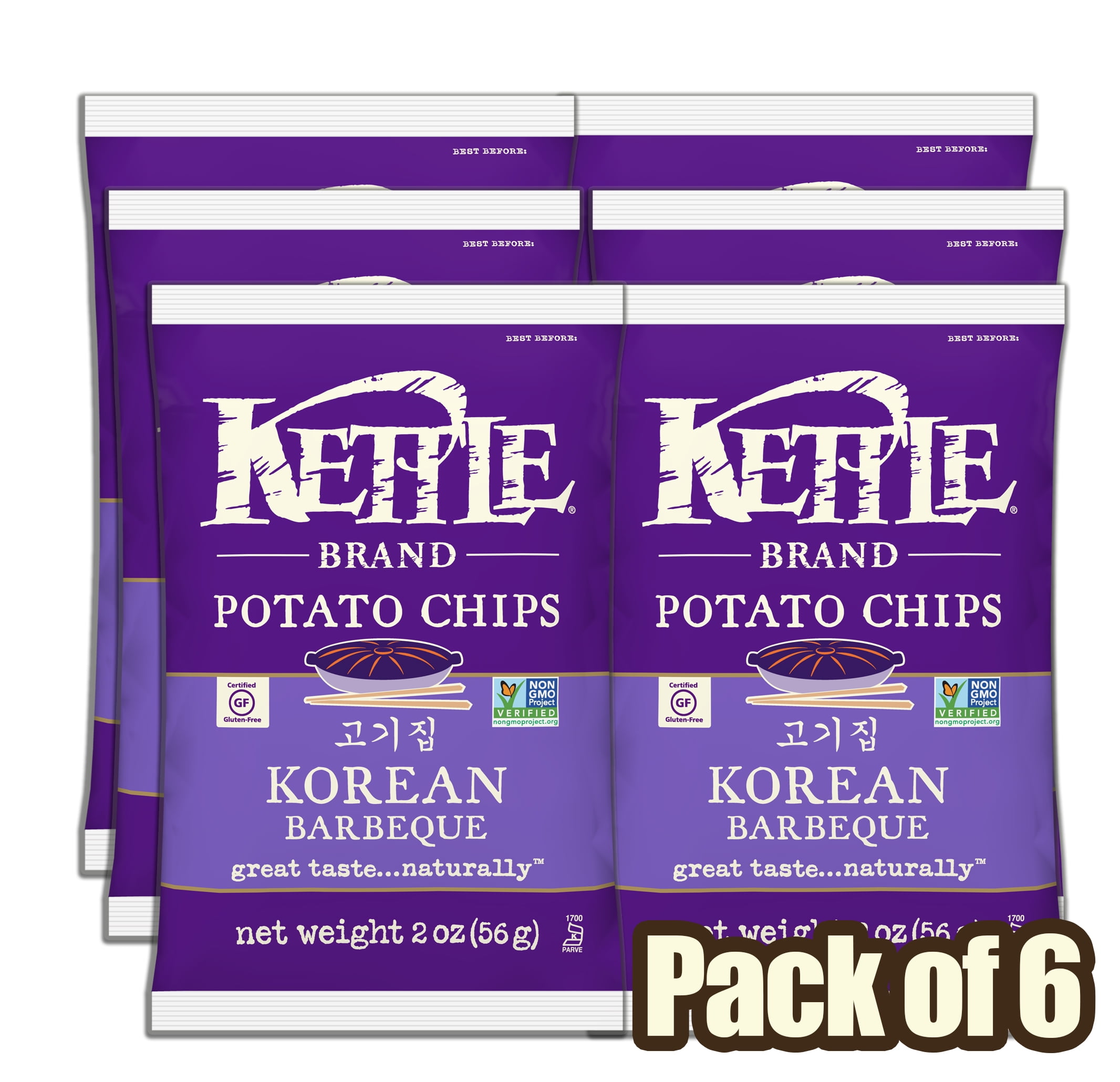 Kettle Brand Potato Chips, Korean Barbeque, 2 Oz, 6 Ct