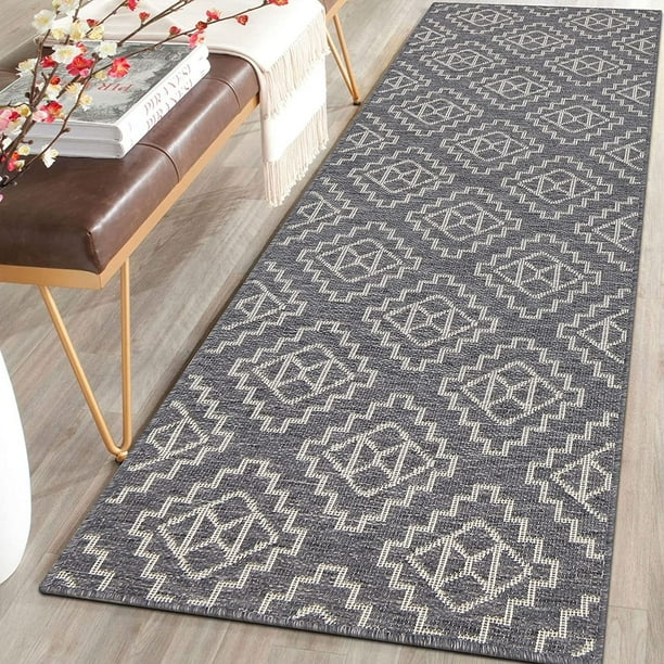 MeyJey 2'x6' Indoor Outdoor Area Rug, Chic Aztec Textured Weave Runner