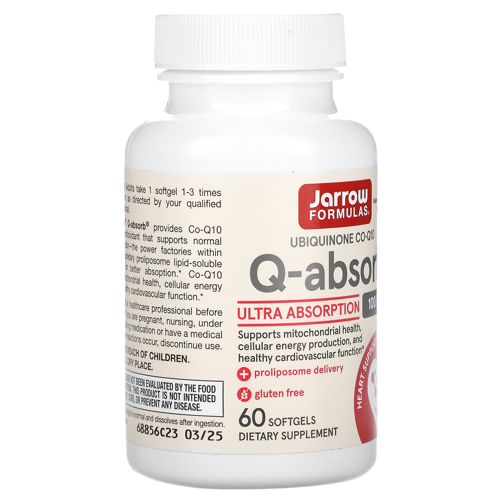 Jarrow Formulas Q-Absorb Co-Q10, Supports Heart Function, 100 mg, 60 Softgels