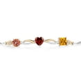 thumbnail image 2 of Gem Stone King 925 Silver and 10K Yellow Gold Ecstasy Mystic Topaz Red Garnet Yellow Citrine and Lab Grown Diamond Tennis Bracelet for Women By Keren Hanan (2.60 cttw, Adjustable up To 9 inch), 2 of 4
