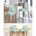 thumbnail image 5 of Teal Beach Coastal Bar Stool Covers Set of 4, Summer Nautical Coral Shell Botanical Stretch Washable Bar Chair Covers with Backs, Removable Pub Counter Height Chair Cover for Kitchen Dining Room Cafe, 5 of 7