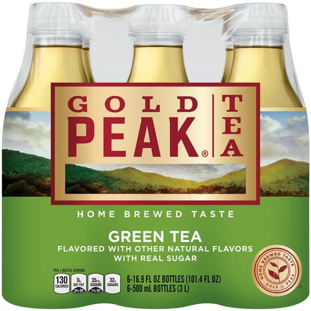 (2 Pack) Gold Peak Green Tea, 16.9 Fl Oz, 6 Count (Best Bottled Green Tea)