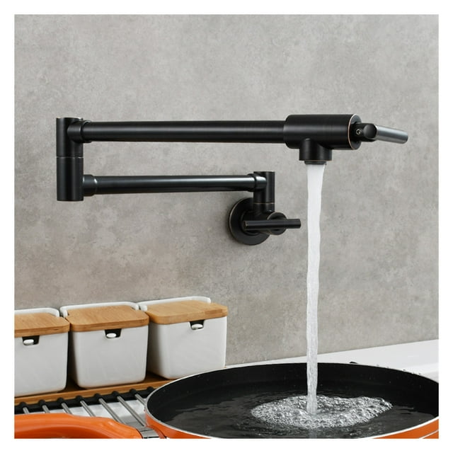 Brass Double Switch Folding Faucet Advanced Rotating Kitchen Faucet Wall Mounted Cold Water Tap ,bar Laundry RV Farmhouse