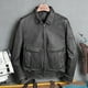 thumbnail image 3 of Envío. MA-1 Abrigo de cuero de bombardero gratis, chaqueta de piel de vaca gruesa, chaqueta de cuero genuino para hombres. Ropa marrón vintage de Top Gun, 3 of 4