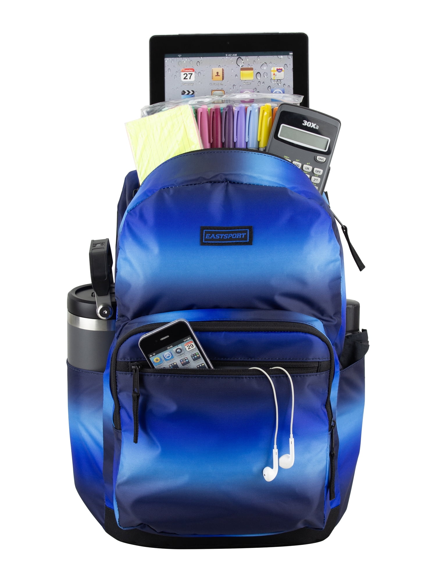 Eastsport Unisex 17" Backpack & Lunch Box 2-Piece Set, Blue Ombre
