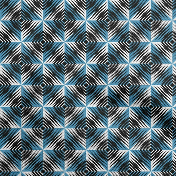 oneOone Cotton Silk Teal Blue Fabric Abstract Geometric Sewing Fabric By The Yard Printed Diy Clothing Sewing Supplies 42 Inch Wide