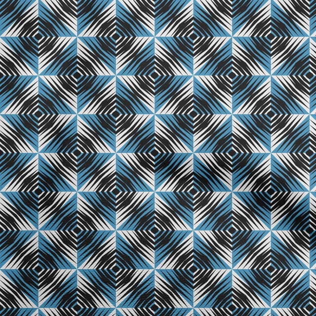 oneOone Cotton Flex Teal Blue Fabric Abstract Geometric Craft Projects Decor Fabric Printed By The Yard 40 Inch Wide