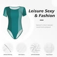 thumbnail image 4 of Naloa Teal Color Bodysuits for Women, Women's Short-Sleeved Onesie, One-Piece for Parties, dates, clubs-Small, 4 of 7