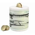 thumbnail image 1 of Airplane Piggy Bank, Classic Nostalgic Planes Aircraft Propeller in the Sky Fast Travel Wings Sketch, Ceramic Coin Bank Money Box for Cash Saving, 3.6" X 3.2", Blue Black, by Ambesonne, 1 of 4