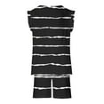 thumbnail image 5 of Nskgu Girls Summer Clothes Set 2024 Round Neck Ruffle Sleeve Striped Two Piece T Shirts and Shorts with Pockets Sleeveless Outfit Size 3-14 Years, 5 of 8
