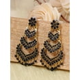 thumbnail image 2 of Crunchy Fashion Bollywood Jewellery Traditional Ethnic Bridal Bride Wedding Bridesmaid Ethnic Gold-Plated Jadau Black Kundan Long Pearl Earrings Jhumka earrings, 2 of 4