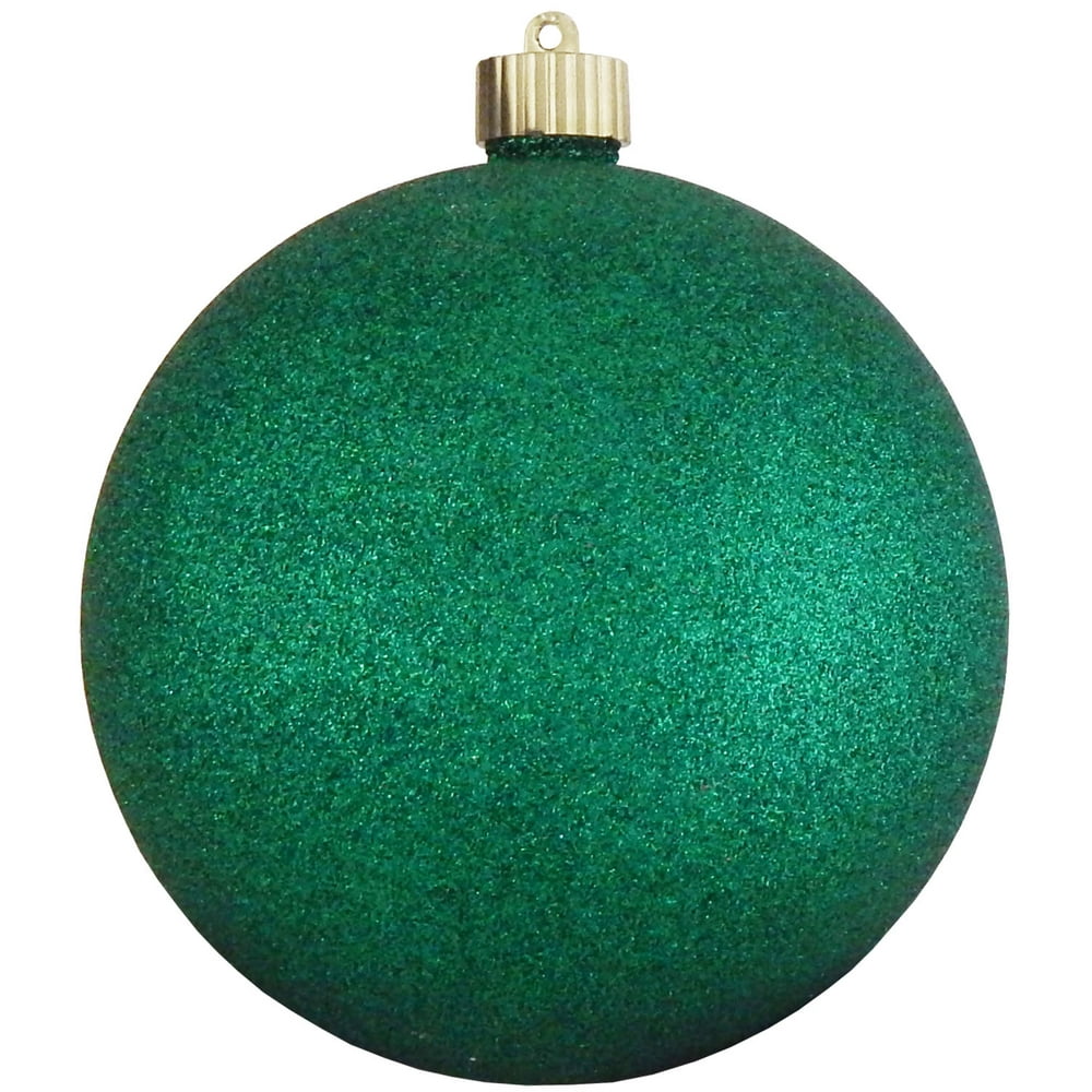 6" (150mm) Shatterproof Green Glitter Christmas Ball Ornament by