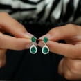 thumbnail image 6 of Rosec Jewels Lab Created Emerald Teardrop Earrings for Women with Moissanite - AAAA Grade, 925 Sterling Silver, 6 of 8
