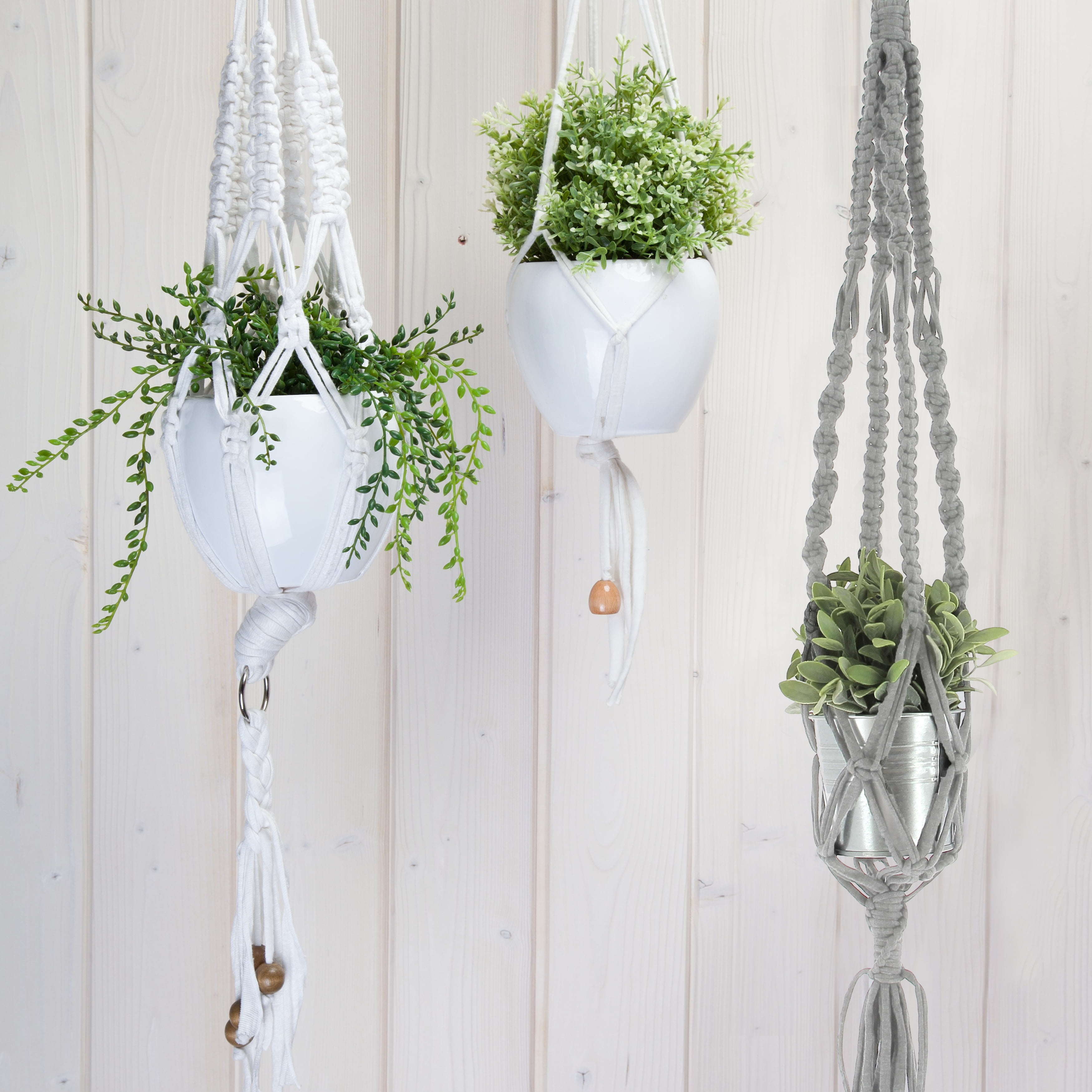 Hoooked Macrame Hanging Basket Kit W/Zpagetti Yarn 2/Pk-Gray - Walmart.com